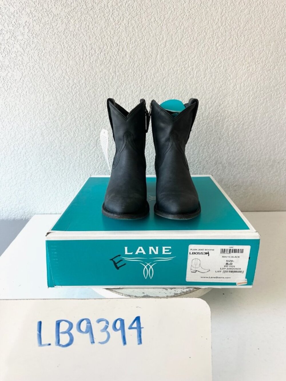 Lane Boots PLAIN JANE Black Cowboy Bootie Western Cowgirl Short Ankle Boots Sz 8 - Picture 12 of 12